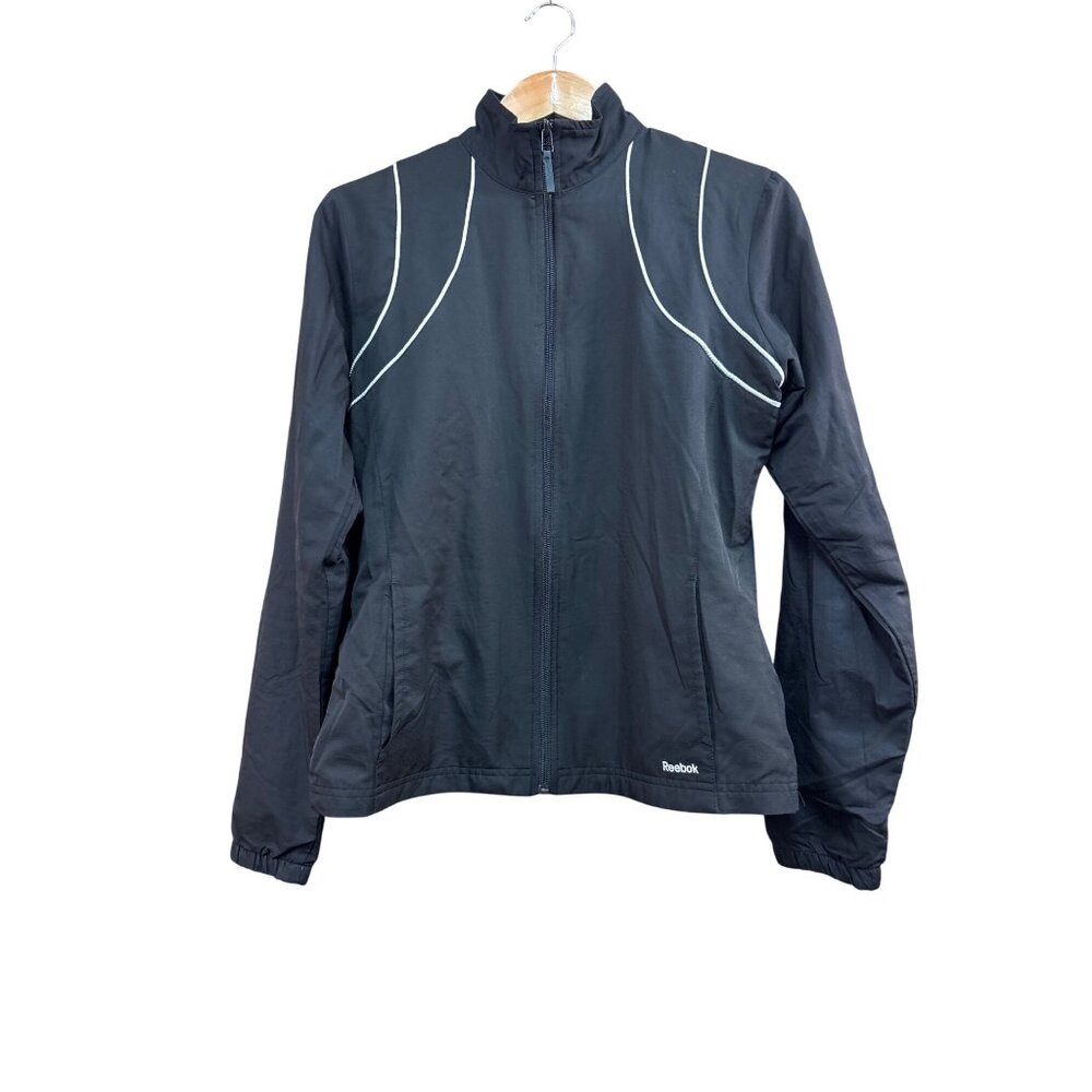 Reebok Black Full-Zip Track Jacket M 100% Polyester Made In Egypt